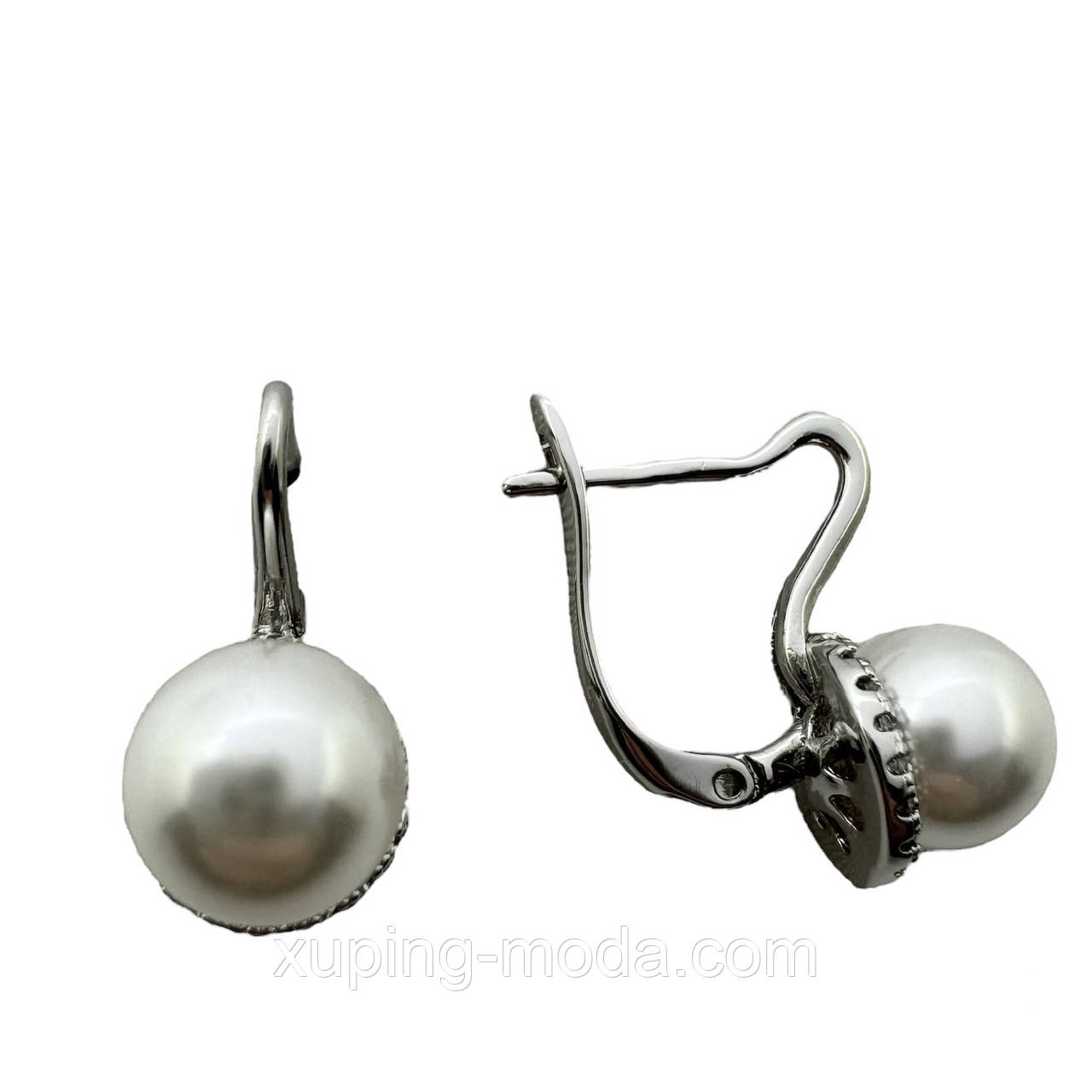 Сережки ксюпінг. 17х8 мм. Родій, фото 1