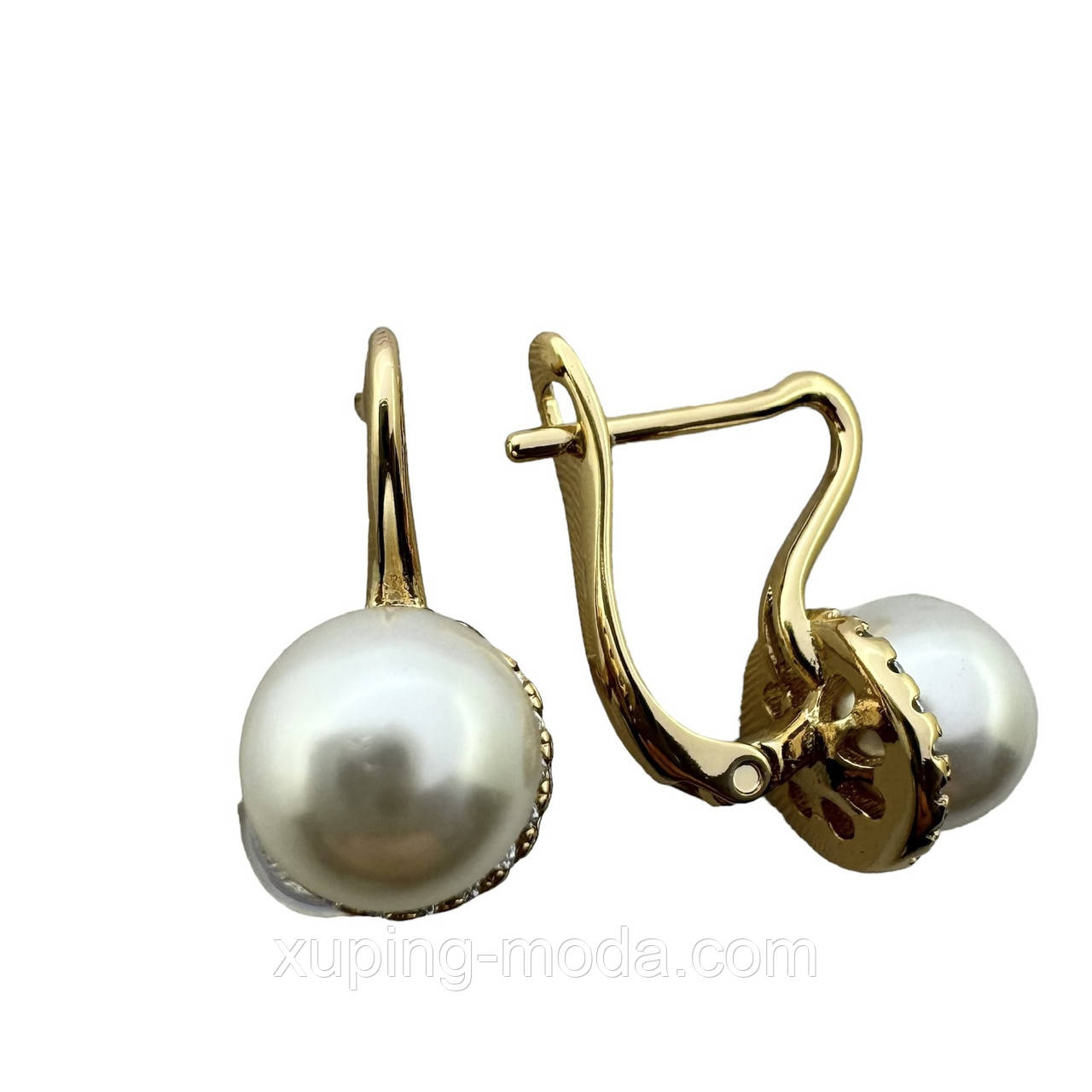 Сережки ксюпінг. 17х8 мм. 18 к, фото 1