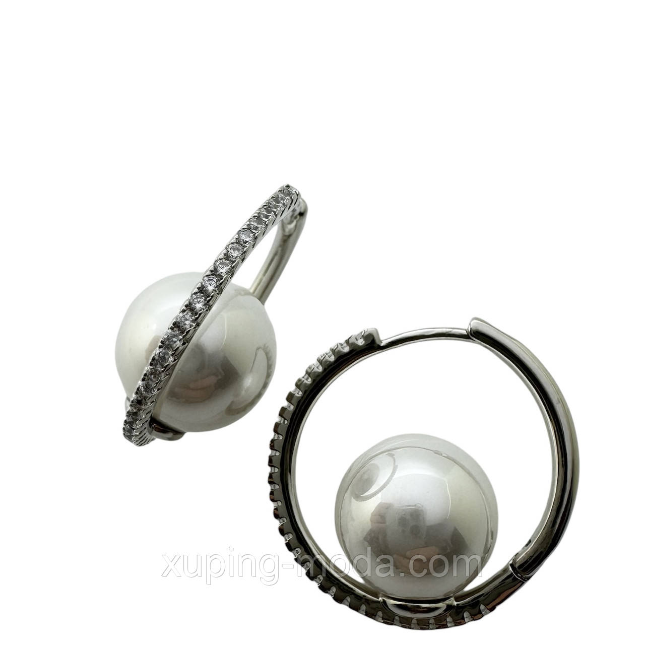 Сережки ксюпінг. 25х12 мм. Родій, фото 1