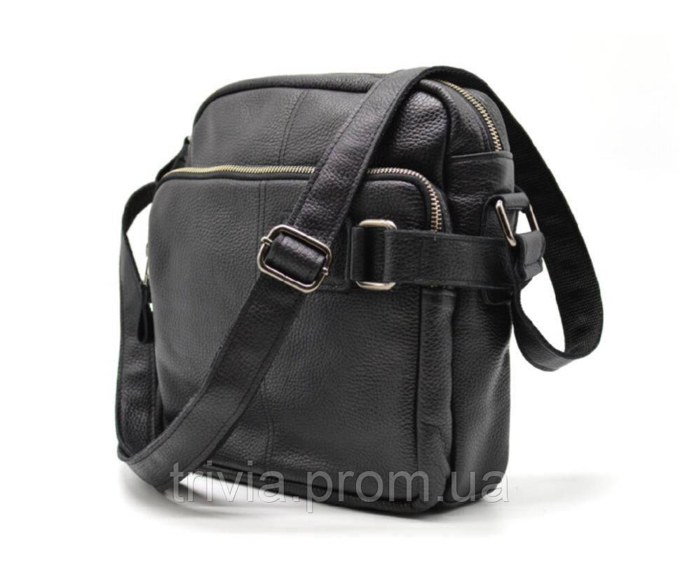 Шкіряна сумка кросбоді месенджер зі шкіри Флотар FA-6012-4lx бренда TARWA 24 × 26 × 8 Чорний TR, код: 7005555