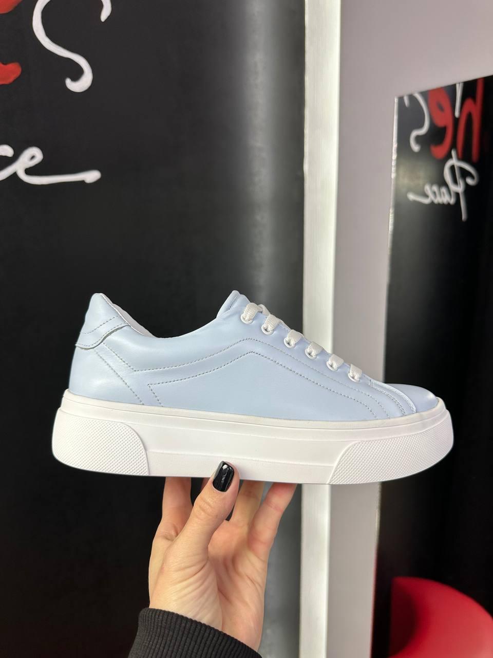 Кросівки жіночі Arcoboletto блакитні шкіряні кеди повсякденні демісезонні, фото 1