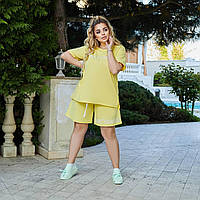 Модный летний спортивный костюм женский желтый ЛБ/-98