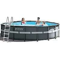 Каркасний басейн Intex 26334, 610 х 122 см (7 900 л/год, драбина, тент, підстилка)