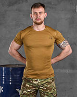 Тактическая потоотводящая футболка Odin кайот, военная футболка кайот для ЗСУ, футболка для военных койот
