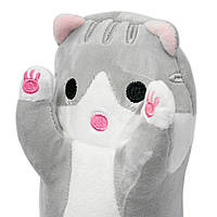 Мягкая игрушка кот батон Серый 47см, кошка подушка обнимашка для детей - кот багет (кіт батон) «H-s»