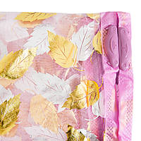 Антимоскитная сетка на магнитах 98х210 см "Золотые листья" Розовая, москитная сетка на двери от мух «H-s»