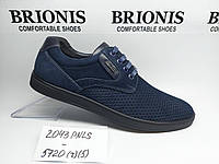 Мужские летние кожаные туфли на шнуровке с перфорацией темно-синего цвета 43 (28,5 см)