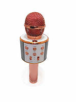 Микрофон для караоке, WS858, блютуз микрофон для пения, детский микрофон с динамиком, Розовый «H-s»