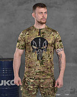 Футболка мультикам Zip Punisher, тактическая футболка мультикам для ЗСУ, потоотводящая футболка мультикам