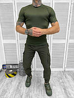 Летний костюм Ukrainian bandit Oliva, летний тактический костюм олива, военная форма олива с футболкой для НГУ