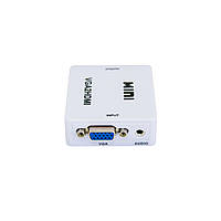 Переходник с VGA на HDMI со звуком MiNi VGA2HDMI Белый, конвертер vga to hdmi | перехідник з vga на hdmi «H-s»