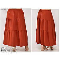 Женская летняя юбка длинная из креп жатка размеры норма и батал