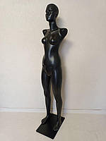 Манекен женский черный в полный рост черный на подставке с креплением в ногу (Наташа)