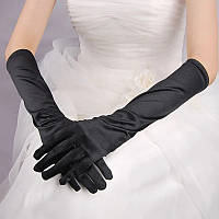 Черные перчатки 50см Атласные перчатки