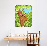 Виниловая интерьерная наклейка цветная декор на стену (обои, краску) "Дерево с животными" из Оракала