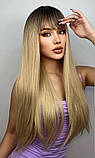 Перука блонд із чубчиком, перука довга пряма, фото 3