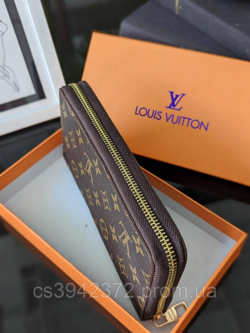 Кошелек Louis Vuitton коричневый классик LUX качество большой кошелек на змейке Луис Виттон - фото 2 - id-p2184249727