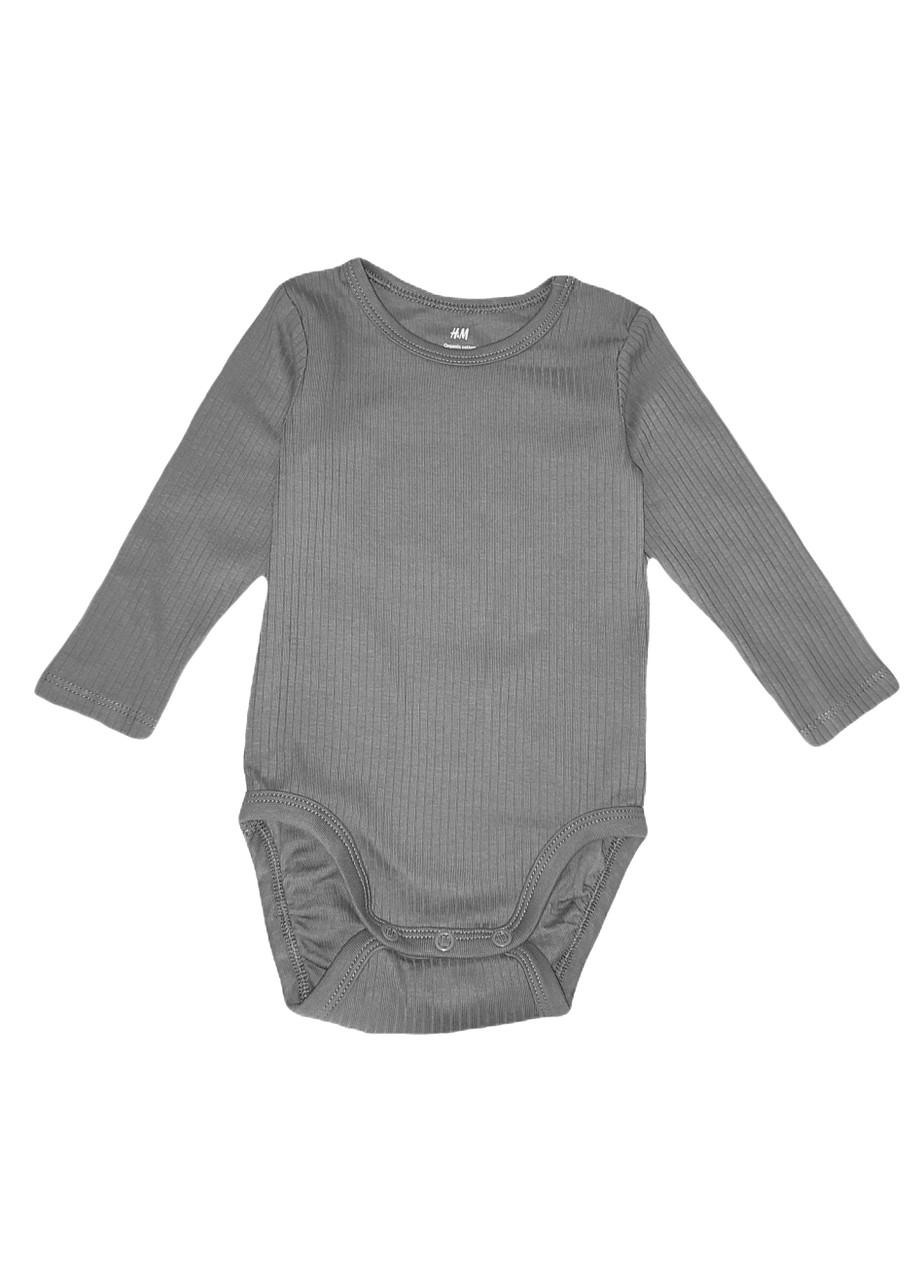 Боді в рубчик для хлопчика H&M 0993598-033 068 см (3-6 months) графітовий