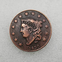 Сувенир медная монета 1 цент США , 1830г. с изображением Свободы в диадеме