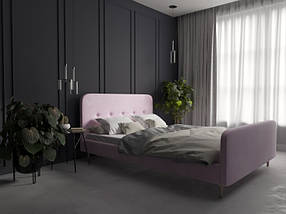 Ліжко двоспальне кроваті двоспальні Аморе з м`яким узголів`ям на дерев'яних ніжках ліжко 2 спальне сучасні двоспальні ліжка, фото 2