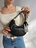 Женская сумка из эко-кожи Fendi Hobo Фенди черная молодежная, брендовая сумка через плечо