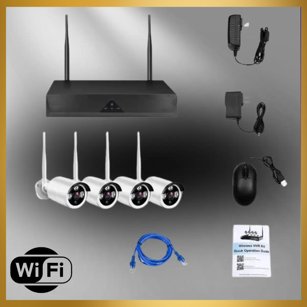 Видеонаблюдение набор с регистратором IP камеры WiFi 4 шт Камера видеонаблюдения для дома с записью gld - фото 1 - id-p2184191211