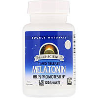 Мелатонин 3мг, Sleep Science, Source Naturals, 120 таблеток быстрого действия