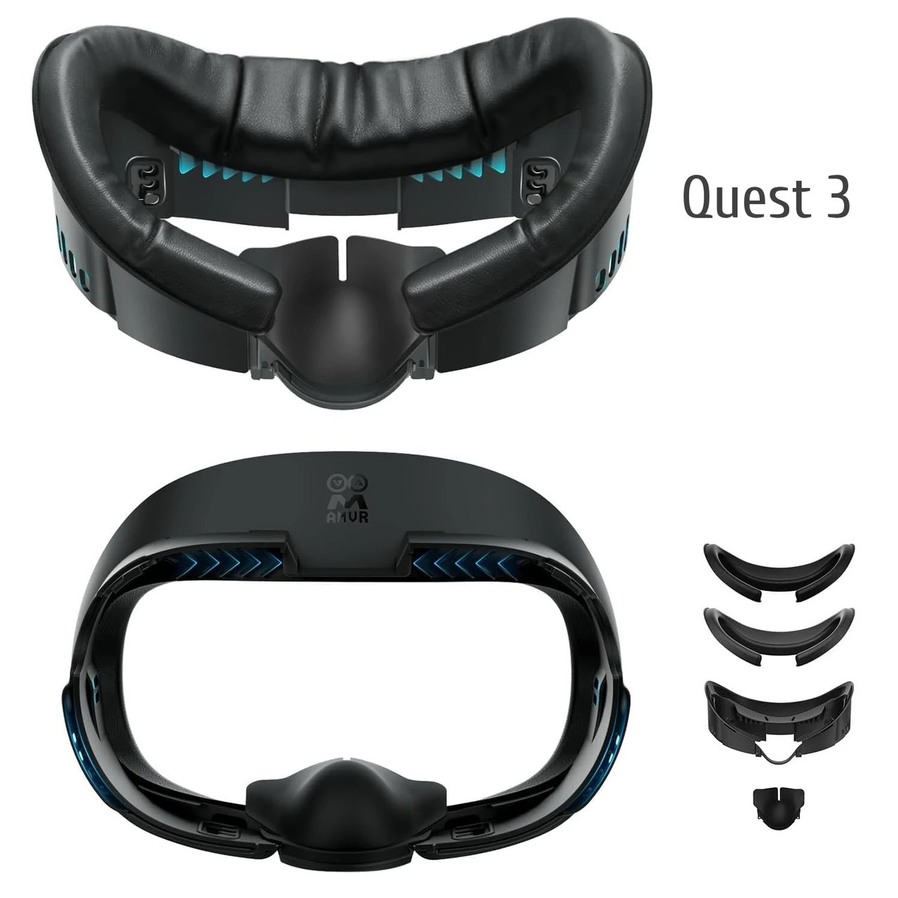 Накладка на обличчя AMVR для Meta Quest 3 з регулюванням глибини (зручна для окулярів), фото 1