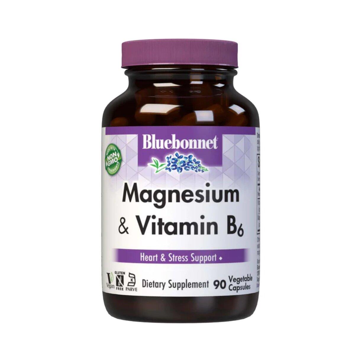 Магний + Витамин В6, Bluebonnet Nutrition, 90 вегетарианских капсул - фото 1 - id-p2180860178