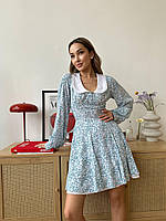 Платье женское в цветочный принт штапель 42-44, 44-46 (4) "AJOUR" blu1464-409 Мята, 42/44