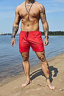 Мужские пляжные шорты красные летние для плавания, Качественные быстросохнущие шорты красные для бассейна