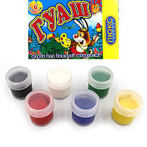 Гуаш 6 кольорів 16 мл Люкс Колор картонне паковання