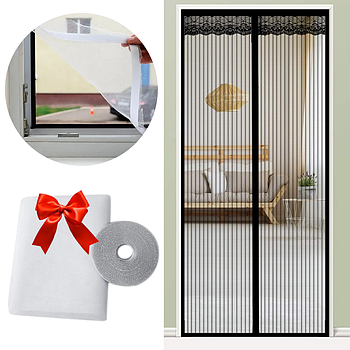 Москітна сітка на двері 210х100см Magic Mesh + Подарунок Москітна сітка на вікно 130х150см зі скотчем