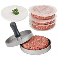 Прес форма для гамбургерів і котлет металева з набором харчового паперу (60518)