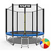 Батут для дітей Atleto 252 см із драбинкою, зовнішня сітка. Колір синій., фото 2