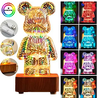 3D лампа Мишка Фейерверк Медведь Bearbicks декоративный стеклянный ночник светодиодный светильник 16 цветов