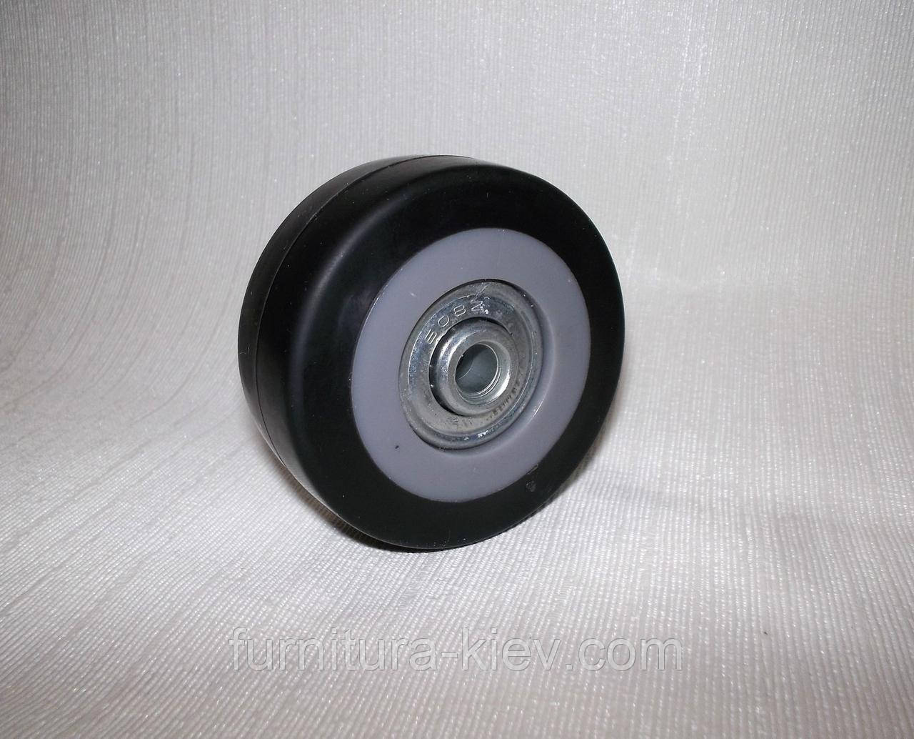 Колесо меблеве для валіз, сумок м'яка гума 50 мм Ф6 чорне, фото 1