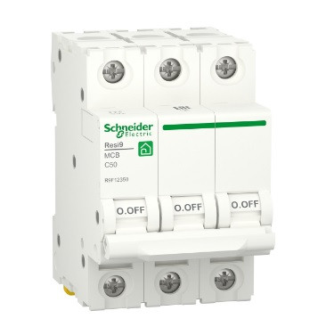 Автоматичний вимикач Schneider RESI9 50А, 3P, крива C, 6кА - фото 1 - id-p2184316386