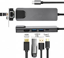 USB-хаб XoKo AC-500 Type-C to RJ45+HDMI+2xUSB 3.0 (XK-AC500-SL)