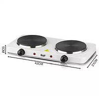 Плита двухконфорочная электрическая кухонная RAF-8020A дисковая 2000 Вт «H-s»