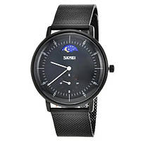 Чоловічий круглий наручний годинник SKMEI 9245BK / Оригінальний чоловічий годинник / Статусний чоловічий EX-756 наручний годинник