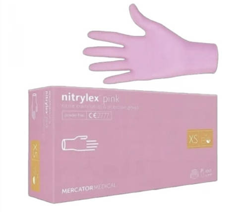 Рукавички нітрилові неопудрені NITRYLEX PINK р. XS (50пар), фото 1