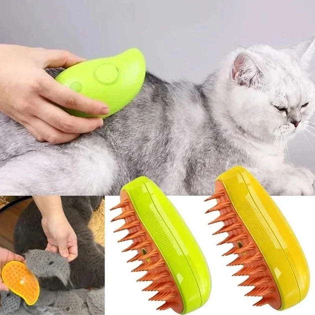 Парова щітка масажер спрей 3в1 PET SPRAY MASSAGE BRUSH для вичісування собак і кішок із паровим розпилювачем