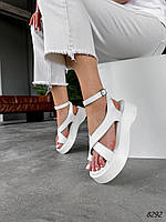 Женские босоножки сандалии на платформе кожаные белые Lila