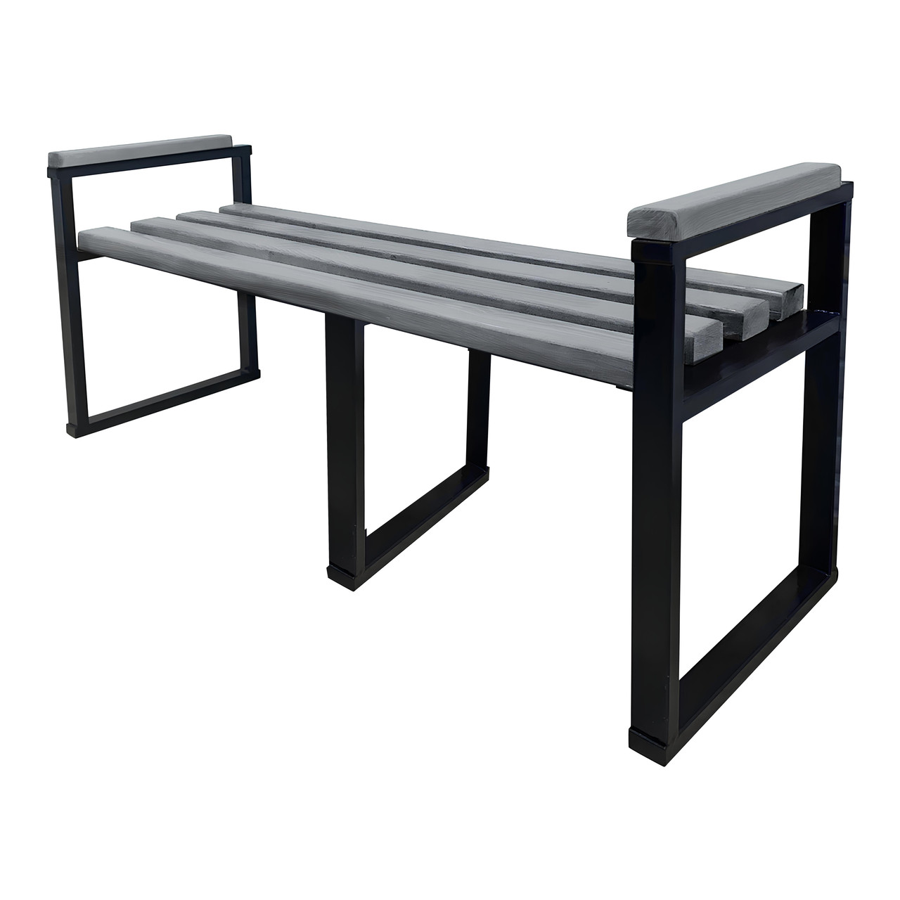 Лавка Tobi Sho Лофт без спинки з підлокітниками для дачі, парку, саду посилена 2,2 м колір сірий, фото 1