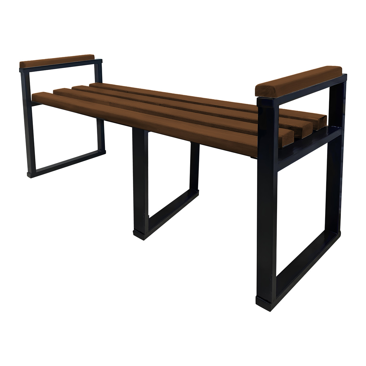 Лавка Tobi Sho Лофт без спинки з підлокітниками для дачі, парку, саду посилена 1,7 м колір горіх, фото 1