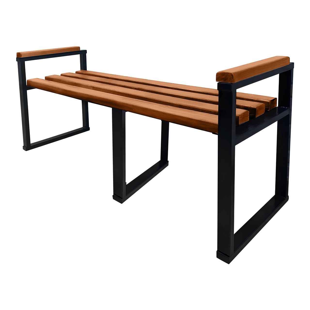 Лавка Tobi Sho Лофт без спинки з підлокітниками для дачі, парку, саду посилена 1,7 м колір макасар, фото 1