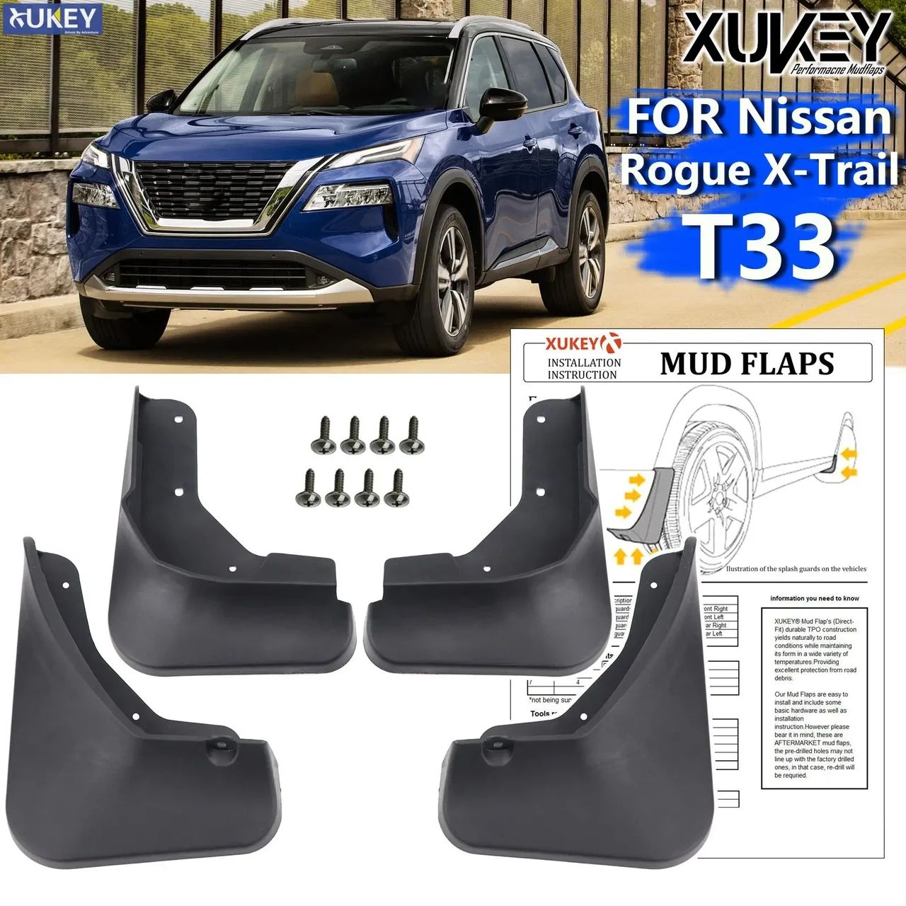 Брызговики Nissan X-Trail 33 / Rogue 2021+, комплект 4шт.