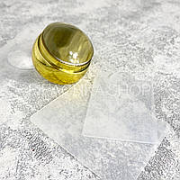Штамп для стемпинга односторонний силиконовый + 2 скрапер-пластины с узорами (золото)