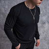 Демисезонный черный свитшот LUN-TAC ,однотонная качественная стильная летняя кофта без капюшона для лета